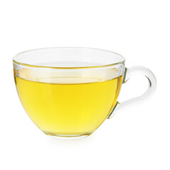 Cup of delicious tea isolated on white