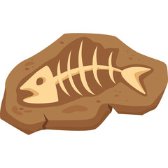 Fossilized Fish Skeleton Embedded in Rock Showing Ancient Remains in Earth Tones