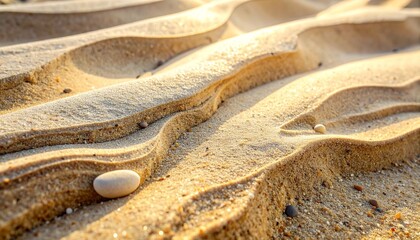 Golden Sand Wave Texture, Macro Landscape of Sunlit Sand Dunes with Sparkling Grains, Abstract Natural Background for Design and Creativity