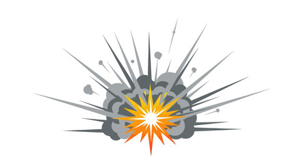 Dynamic explosion with smoke and fire burst on white background