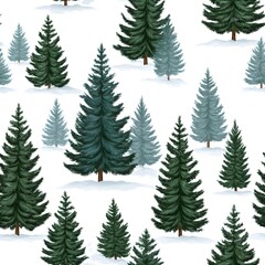 Obraz premium snowy pines seamless blanket the forest like a frosty lullaby in winter’s arms