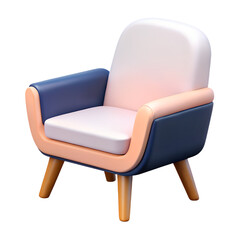 A 3d single armchair or lounge chair with a modern, rounded design.