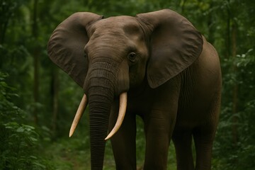 Obraz premium Majestic Asian Elephant in Forest Habitat: Wildlife Conservation Photography of Endangered Species in the Natural World