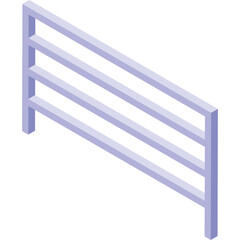 Simple Light Purple Three Bar Railing With Two Vertical Supports Isolated On White Background Isometric View 3D Render