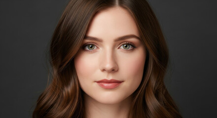 Obraz premium A striking rear view of a woman with beautiful hair dyed a vibrant medium brown color