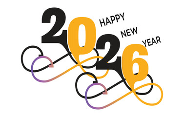 Luxury New Year 2026 Calligraphy Vector - Elegant Ornate Flourish Typography for Premium Invitation and Festive Greeting Card.