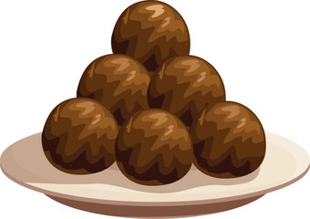 Chocolate balls arranged on a plate, forming a tempting dessert