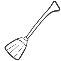 Broom stick png no background black ink doodle
