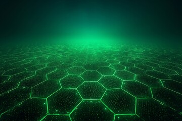 Green hexagon abstract background texture pattern wallpaper technology futuristic design element render on transparent background