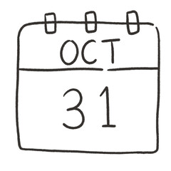 Calendar 31st october date png no background black ink doodle