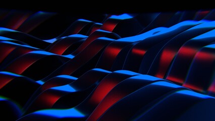 Abstract Wavy Patterns in Blue and Red