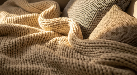 Soft knit blankets and pillows