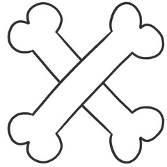 vector illustration of bone skeleton png no background black ink doodle