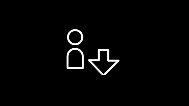 A minimal white icon of a person with a downward arrow represents decline, setback, or decrease, symbolizing a challenging period of loss, reflection, and rebuilding motivation.