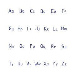 Elegant English vector alphabet, uppercase and lowercase letters, isolated on white background