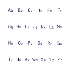 Elegant English vector alphabet, uppercase and lowercase letters, isolated on white background