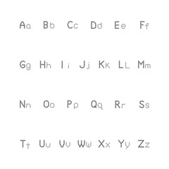 Crystal English vector alphabet set with black jewel gemstone effect, uppercase and lowercase letters, isolated on white background