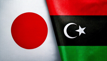 日本の国旗とリビアの国旗(Japan Flag & Libya flag.)
