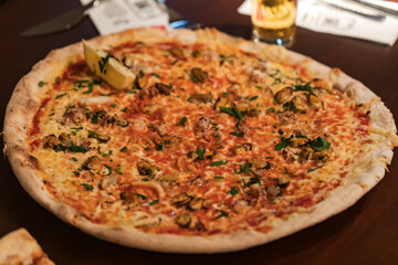 Seafood pizza