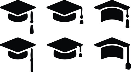 graduation hat icons set education cap logo design 