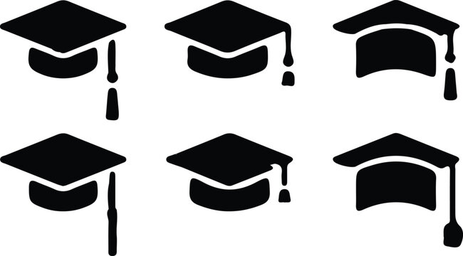 graduation hat icons set education cap logo design 