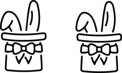 2 bunny hat line icon set vector design 