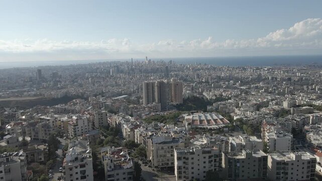 Done areal shot of Beirut, Lebanon showing the whole city.