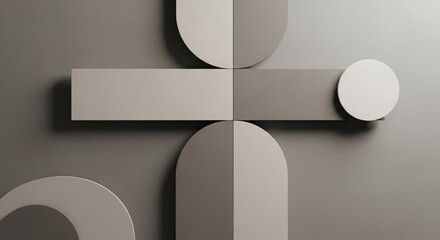 Abstract composition of geometric shapes in neutral tones