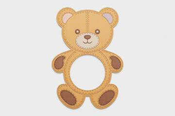 Fototapeta premium Cute teddy bear design with cutout center on white background