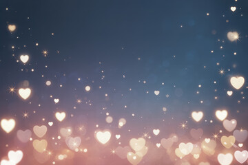 Romantic heart bokeh background with sparkling lights and soft gradient