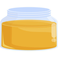 Glass Jar Filled With Golden Honey With A Blue Lid On A Transparent Background