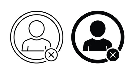 Two user profile icons one outline one solid with delete symbol - Line and glyph icon and logo - Vector icon symbol for website - Icon vector
