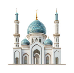Fototapeta premium Majestic blue dome mosque with intricate architecture and minarets