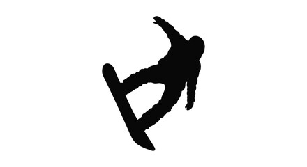 Dynamic silhouette of a snowboarder performing a jump and trick in mid-air for extreme sports content silhouette