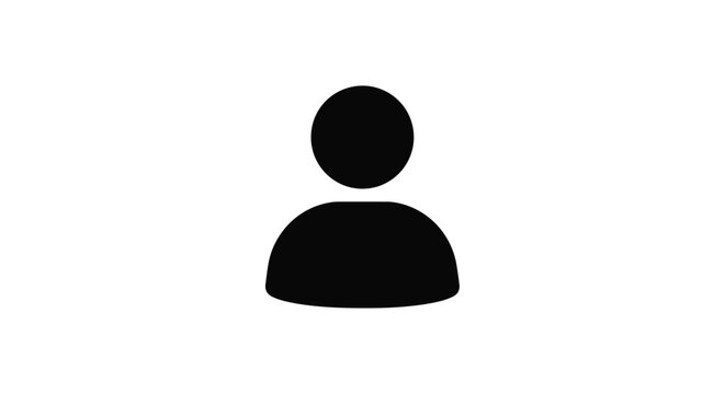 Simple silhouette icon of a person representing user profile and identity on a white canvas silhouette