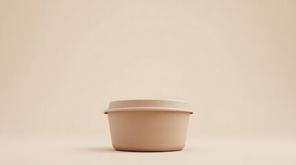 Stylish beige container mockup for showcasing product design, perfect for minimalist lifestyle brands and sustainable packaging concepts on a neutral backdrop