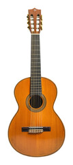 Fototapeta premium Classic Wooden Acoustic Guitar on White Background, Isolated on Transparent Background