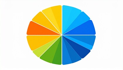 Colorful segmented circle graphic with blue, yellow, green, and orange sections.