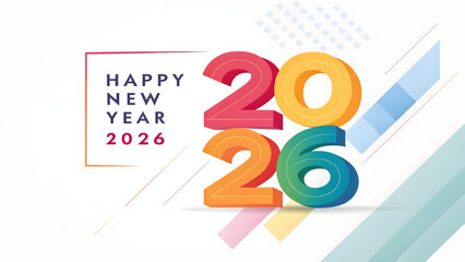 Happy New Year 2026 Christmas Celebration Greeting Card Illustration