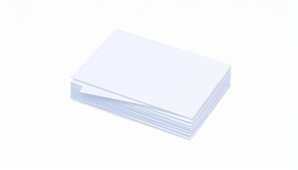 Stack of white paper sheets on a white surface.