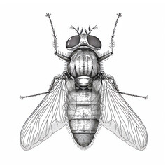 Drosophila, fruitfly scientific sketch