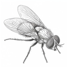 Drosophila, fruitfly scientific sketch