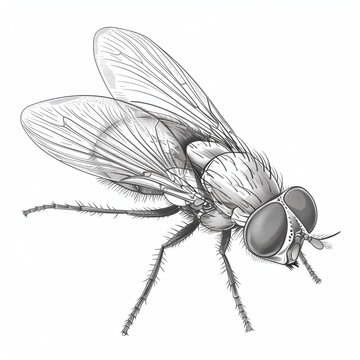 Drosophila, fruitfly scientific sketch