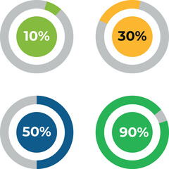 Business Growth Percentage Icon Set vector illustration 