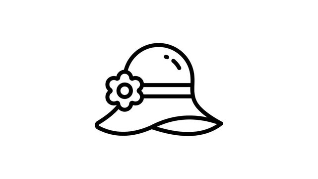 A trendy linear aminated icon of wide beach hat