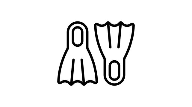 A premium outline aminated icon of diving flippers pair