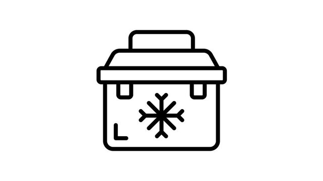 Visually engaging linear aminated icon of portable icebox cooler