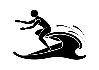 Surfer riding wave silhouette.