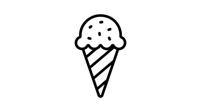 Premium linear aminated icon of fruity ice cone dessert