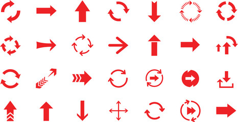 red directional arrows set highlighting navigation and progress concepts that strengthen visual storytelling in design